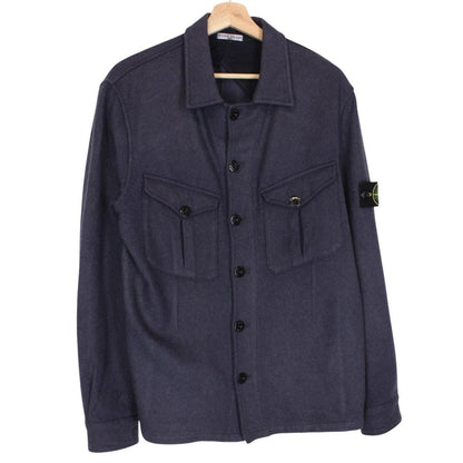 Vintage Stone Island AW 2006 Navy Blue Wool Knit Overshirt Jacket