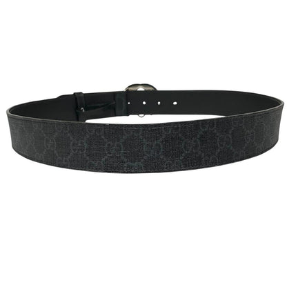 Gucci Black and Grey GG Supreme Monogram Canvas Belt with GG Buckle