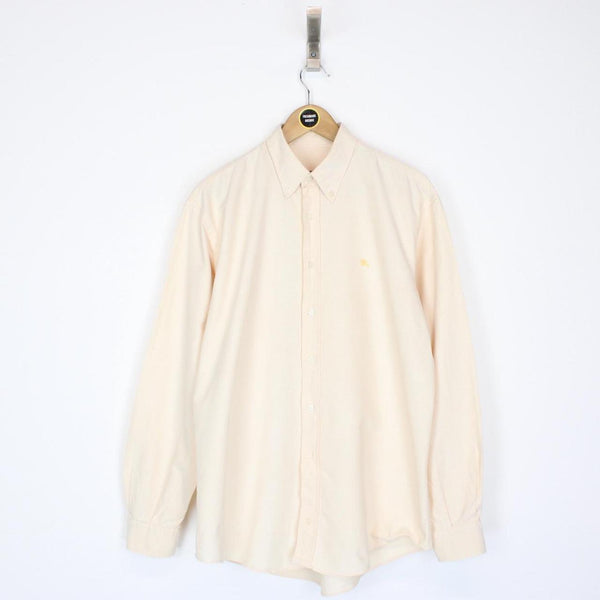 Vintage 00s Burberry London Peach Long Sleeve Cotton Shirt