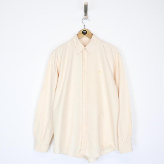 Vintage 00s Burberry London Peach Long Sleeve Cotton Shirt