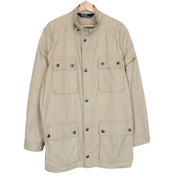 Vintage Polo Ralph Lauren Beige Full Zip Military Multi Pocket Jacket
