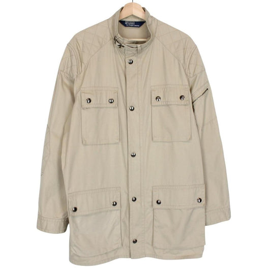 Vintage Polo Ralph Lauren Beige Full Zip Military Multi Pocket Jacket
