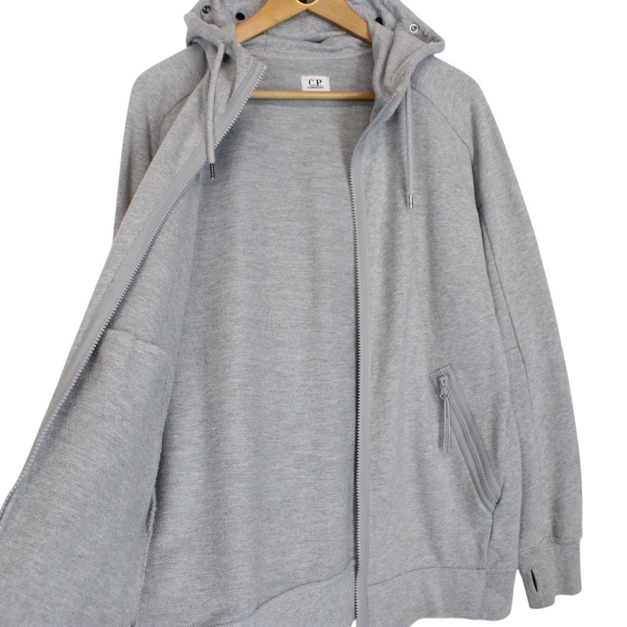CP Company Grey Cotton Full Zip Goggle Hoodie Jumper