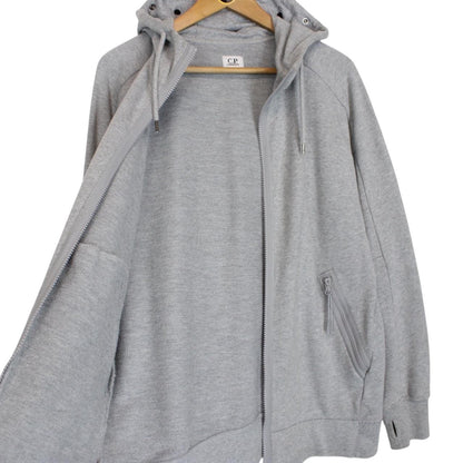 CP Company Grey Cotton Full Zip Goggle Hoodie Jumper