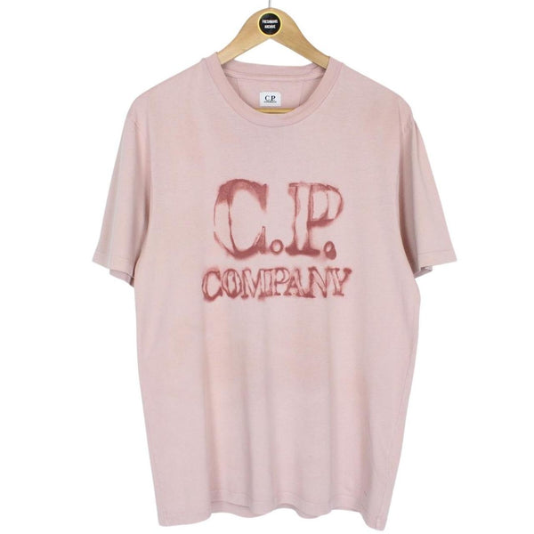 CP Company Pink Blurry Logo Cotton Short Sleeve T-Shirt