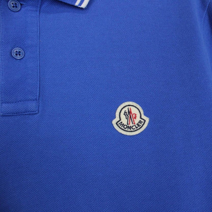 Moncler Maglia Blue Short Sleeve Cotton Polo Shirt