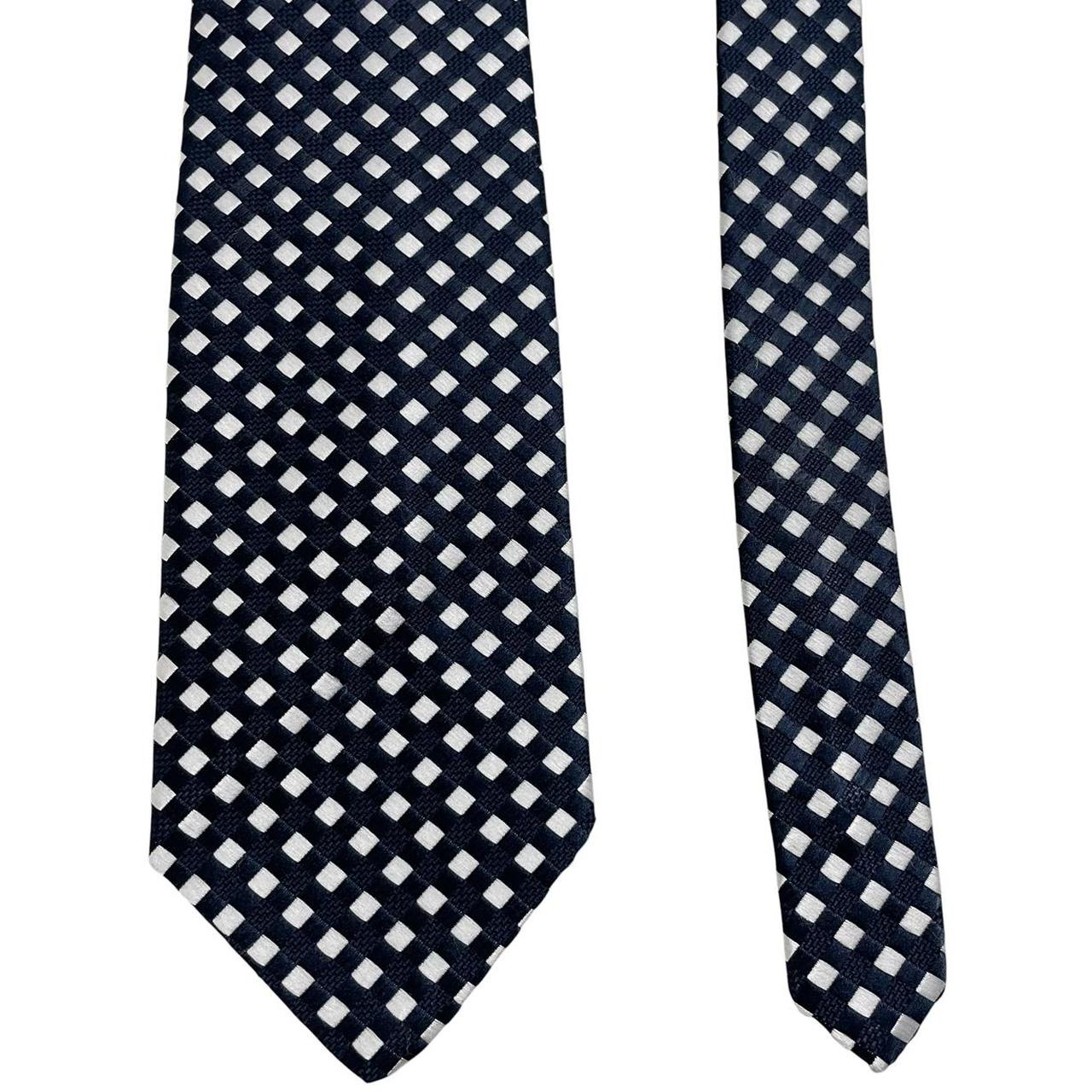 Givenchy navy blue and white polyester tie with logo pattern and excellent condition.
