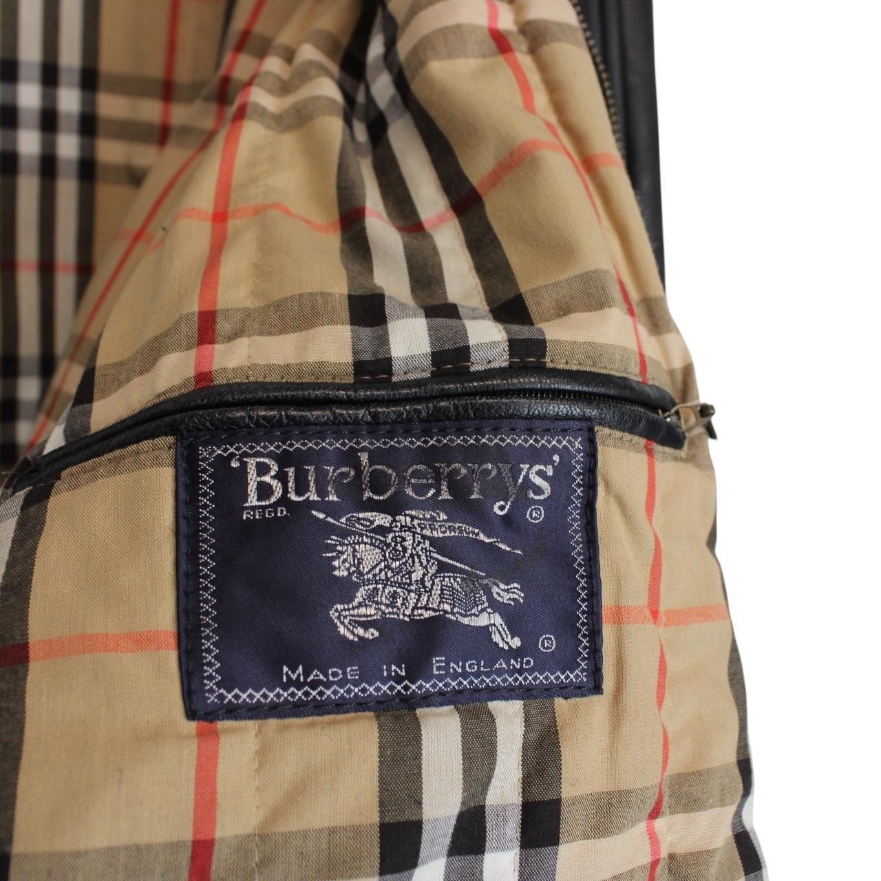 Vintage 90s Burberry Black Nova Check Lined Leather Duffle Coat