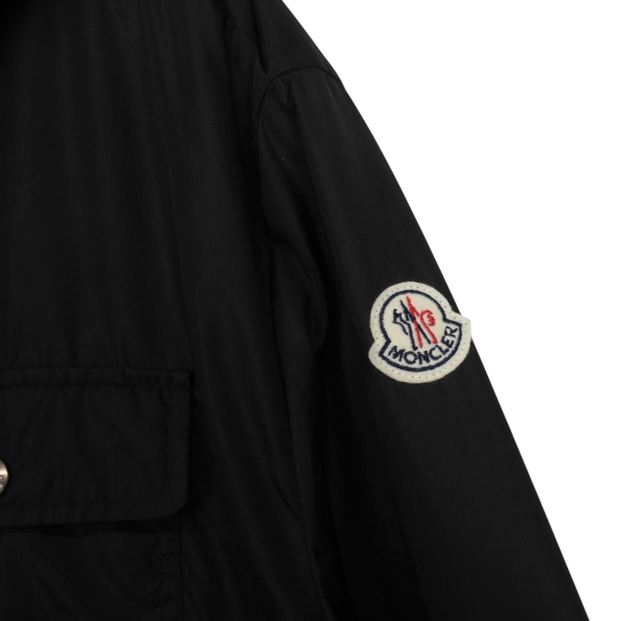 Moncler black windbreaker jacket full zip nylon with logo detail and excellent condition.