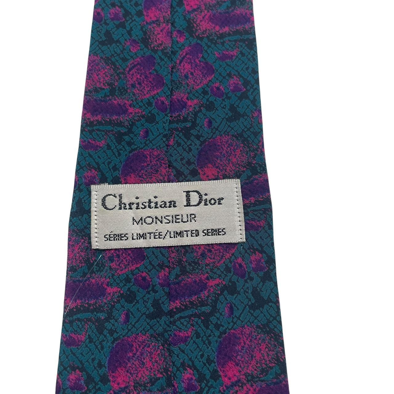 Christian Dior multicoloured silk tie with intricate patterns and limited edition details.
