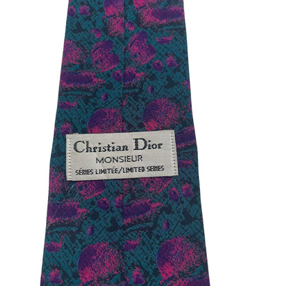 Christian Dior multicoloured silk tie with intricate patterns and limited edition details.