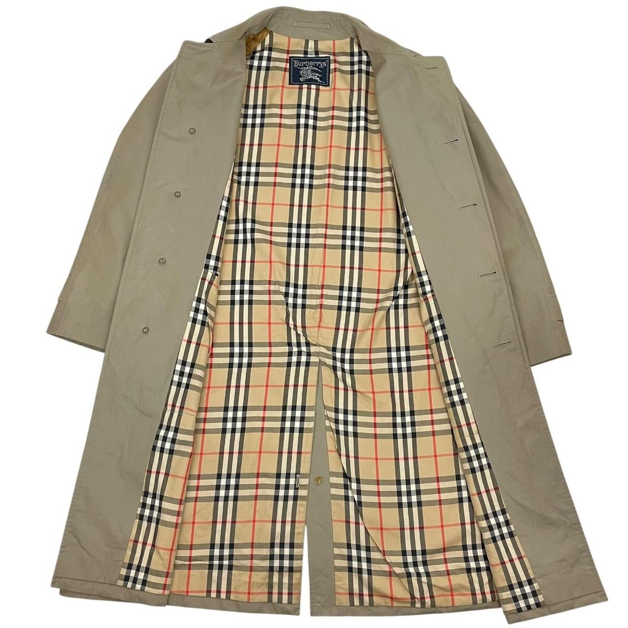 Vintage 90s Burberry Khaki Green Nova Check Single Breasted Trench Coat