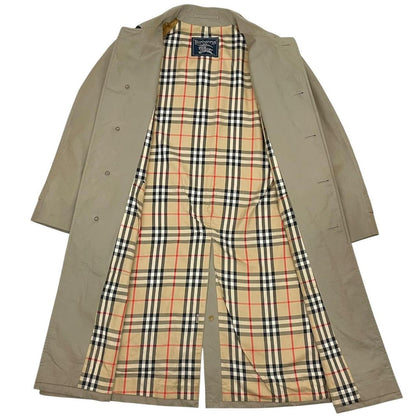 Vintage 90s Burberry Khaki Green Nova Check Single Breasted Trench Coat