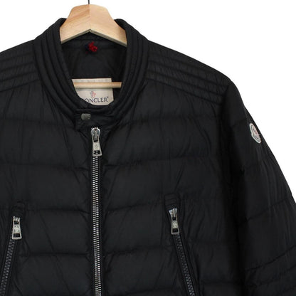 Moncler Amiot Black Full Zip Biker Down Jacket