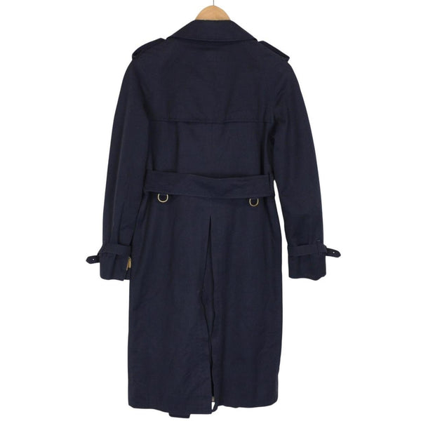 Vintage 80s Burberry Navy Blue Double Breasted Belted Trench Coat