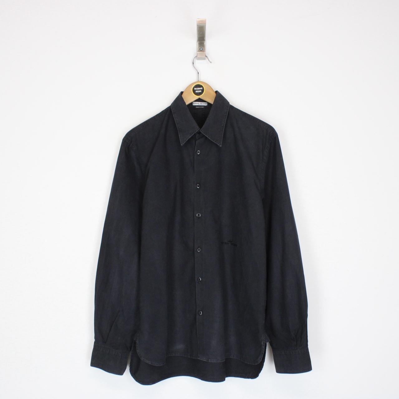 Vintage Stone Island AW 2003 Black Long Sleeve Cotton Logo Shirt