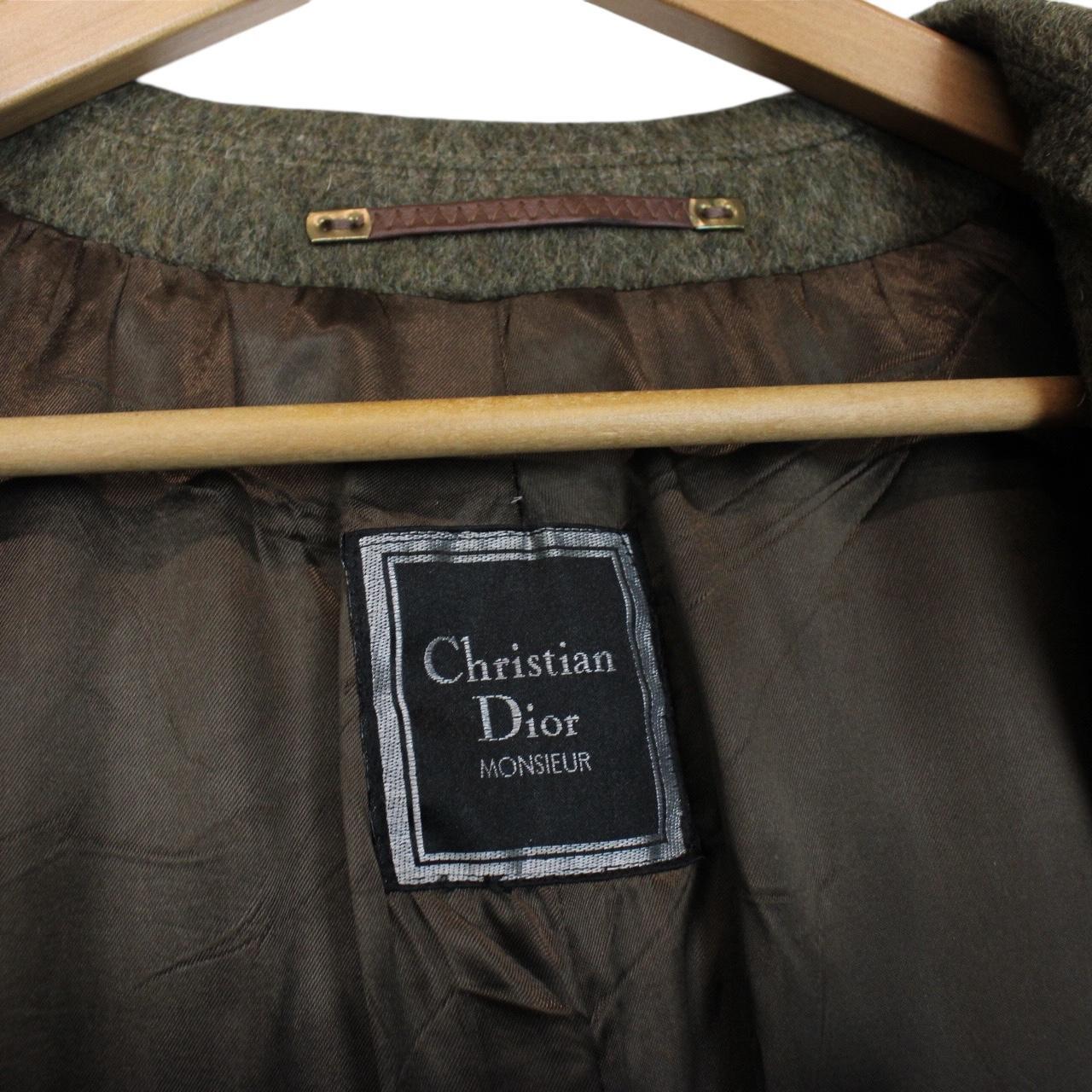 Vintage 90s Christian Dior Green Virgin Wool Overcoat