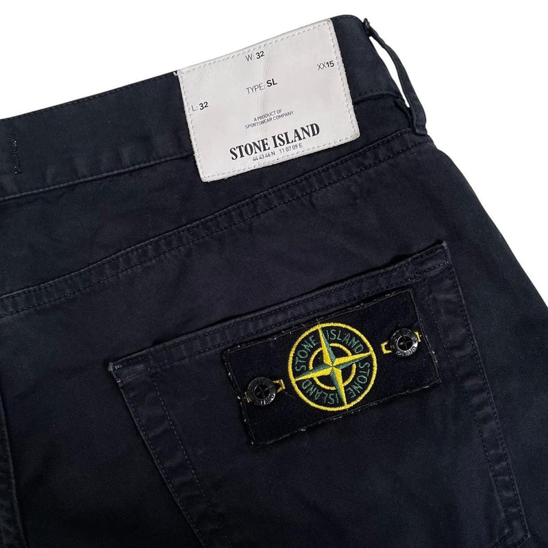 Stone Island AW 2018 Black Slim Fit Cotton Trousers