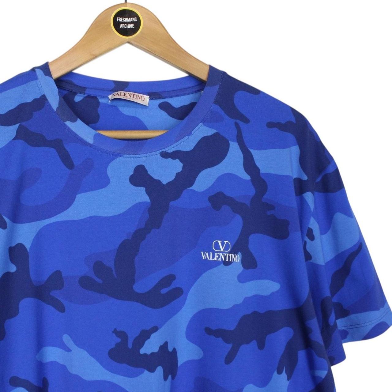 Valentino Garavani Blue Camo Cotton Short Sleeve T-Shirt