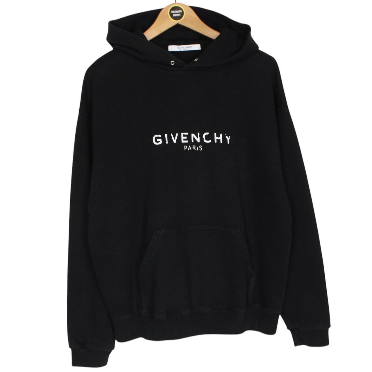 Givenchy Paris Black and White Logo Print Cotton Hoodie Jumper