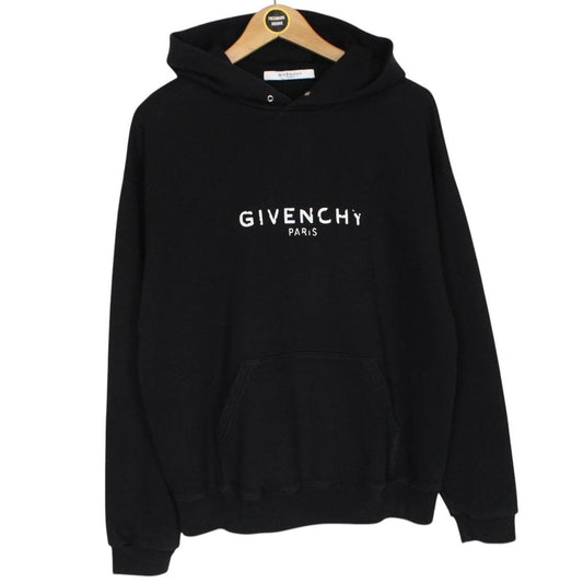 Givenchy Paris Black and White Logo Print Cotton Hoodie Jumper