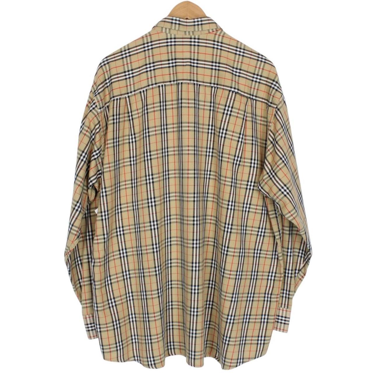 Vintage 90s Burberry Beige Nova Check Cotton Long Sleeve Shirt