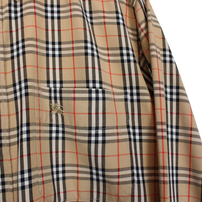 Vintage 90s Burberry Tan Brown Nova Check Long Sleeve Cotton Shirt