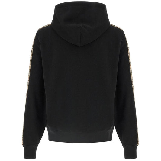 Burberry black hoodie with Nova Check pattern and full zip, made of cotton.