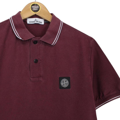 Stone Island AW 2017 Burgundy Short Sleeve Compass Polo Shirt