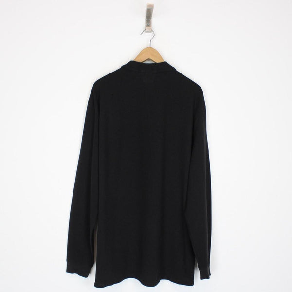 CP Company Black Long Sleeve Logo Polo Shirt