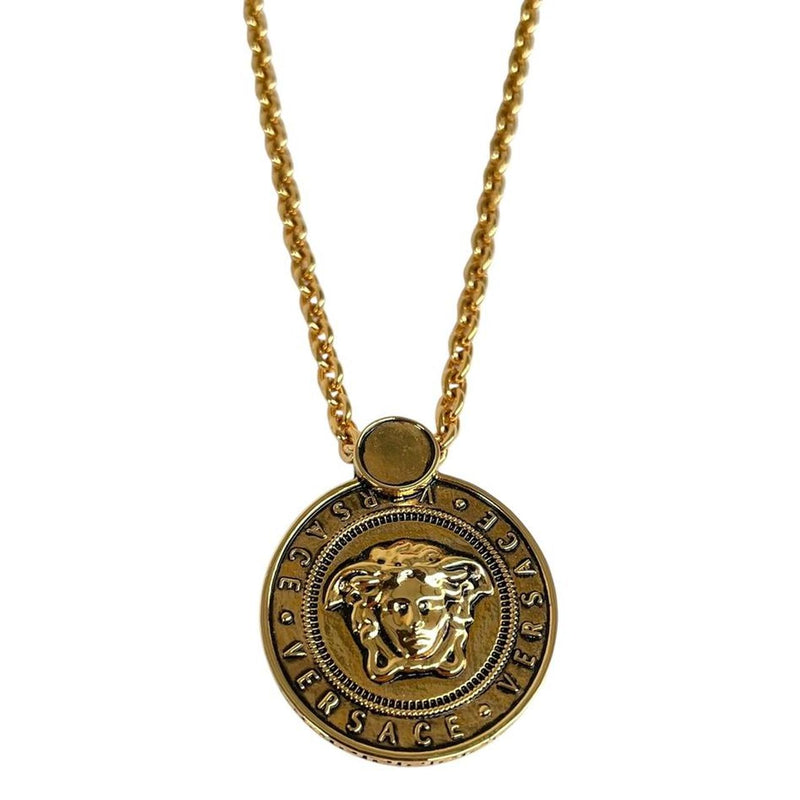 Versace Gold Tone Medusa Pendant Necklace