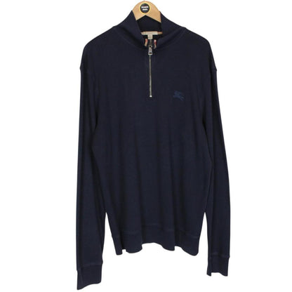 Burberry Brit Navy Blue 1/4 Zip Cotton Sweatshirt Jumper