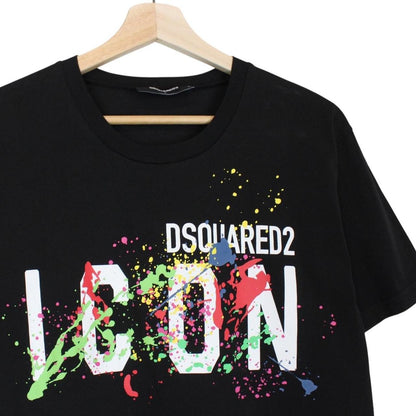 Dsquared2 Black and Multicoloured Paint Splatter Print Short Sleeve T-Shirt