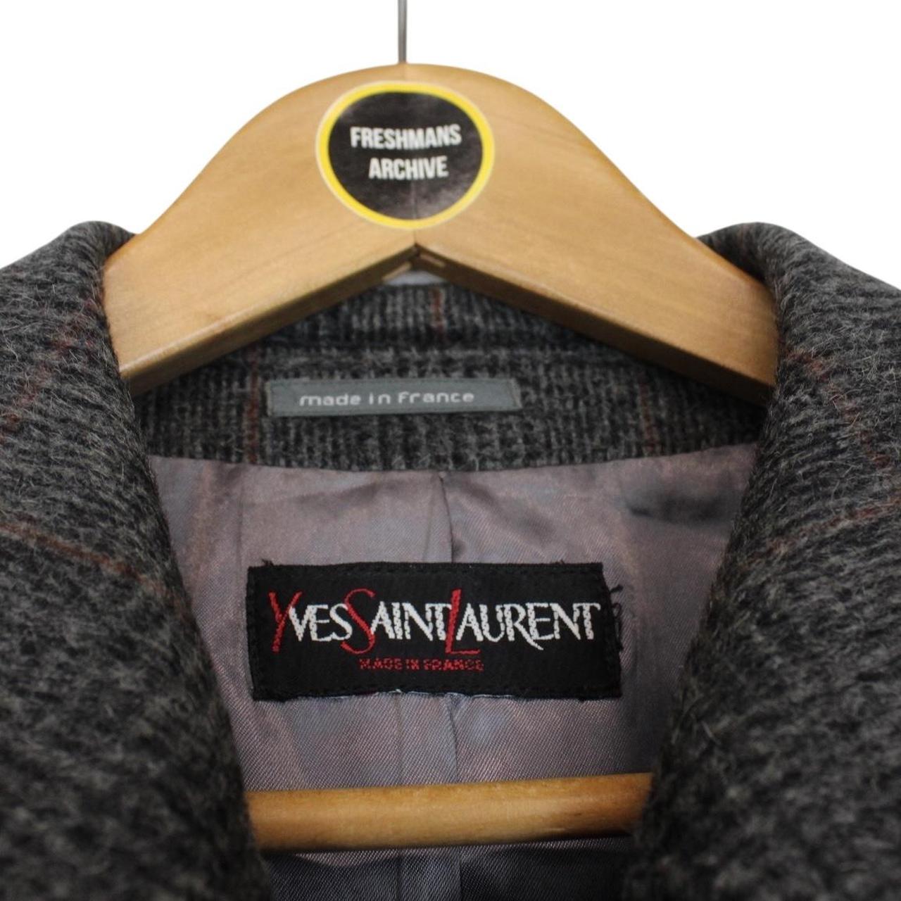 Vintage 90s Yves Saint Laurent Grey Virgin Wool Overcoat