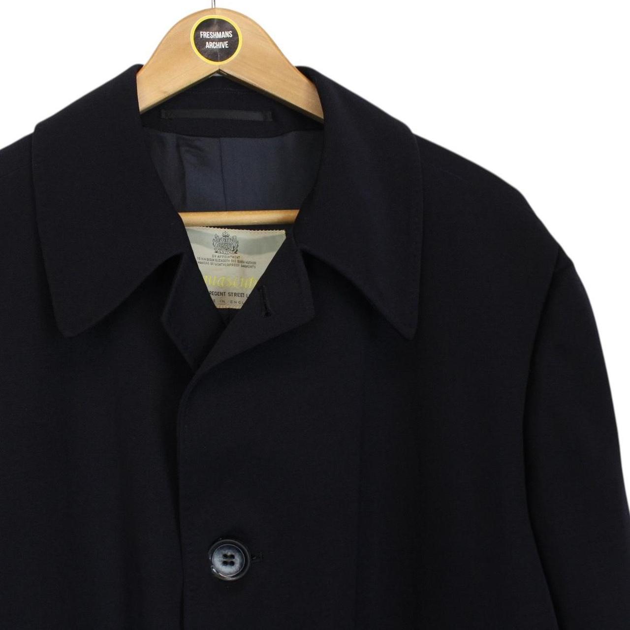 Vintage 90s Aquascutum Navy Blue Virgin Wool Overcoat