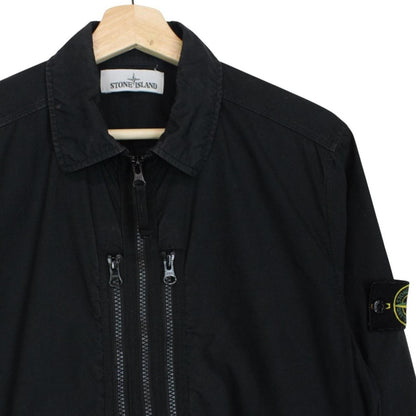 Stone Island SS 2017 Navy Blue Full Zip Cotton Overshirt Jacket