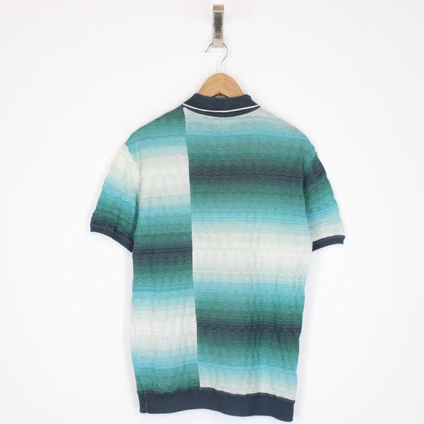 Missoni Multicoloured Striped Short Sleeve Cotton Knit Polo Shirt