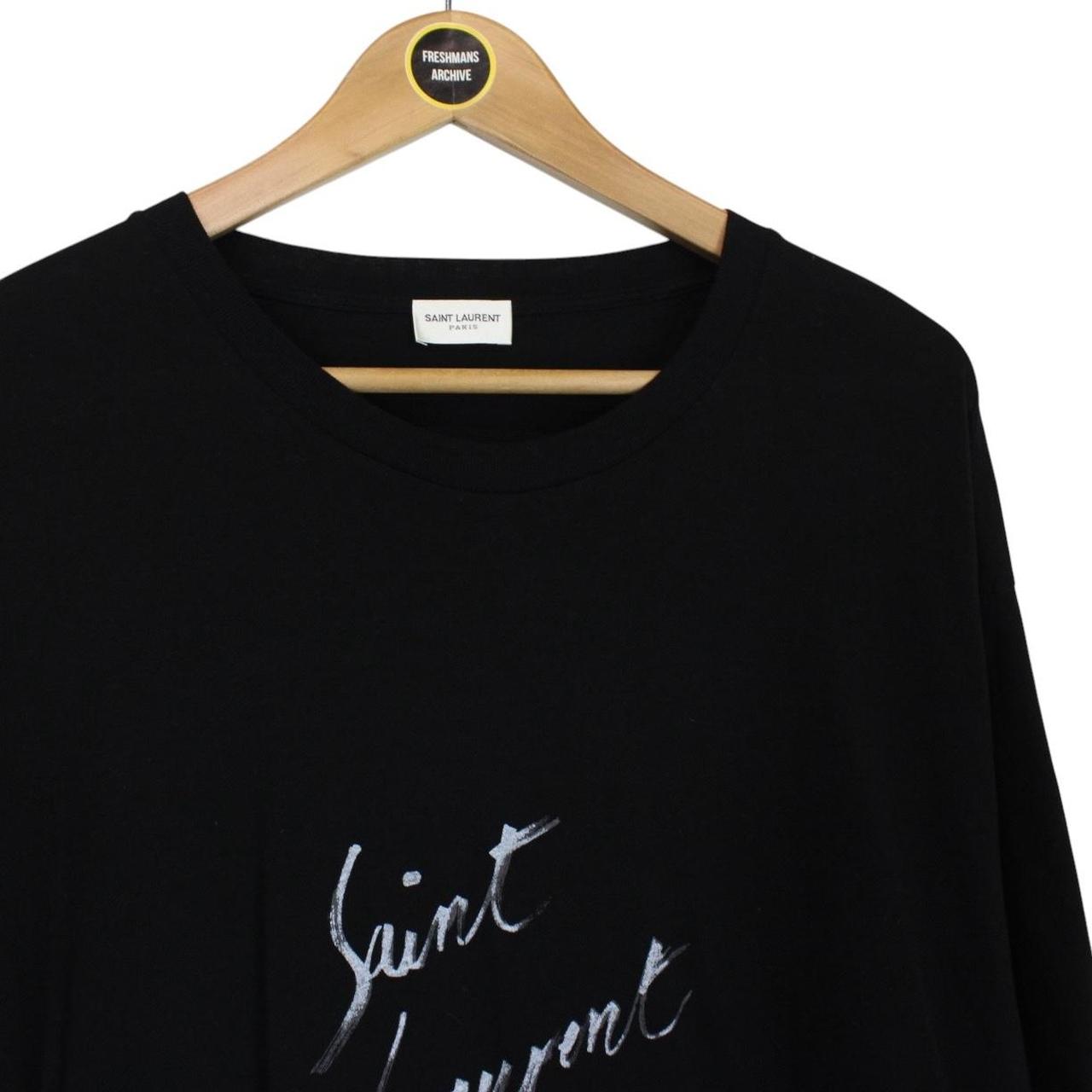 Saint Laurent Paris Black Short Sleeve Signature Logo Cotton T-Shirt