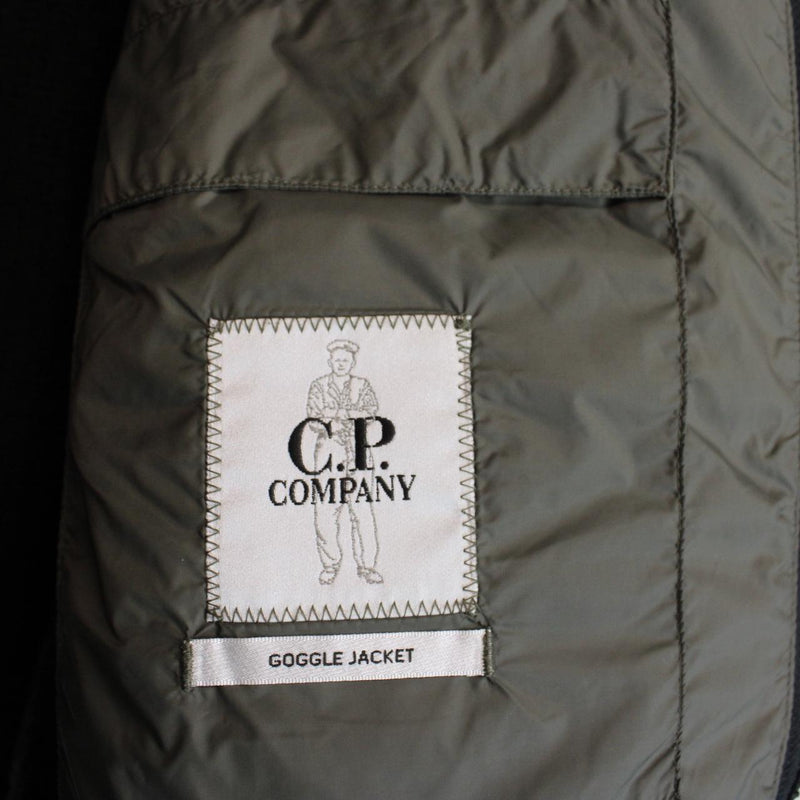 CP Company Pro Tek Khaki Green Wool and Nylon Hooded Down Goggle Jacket