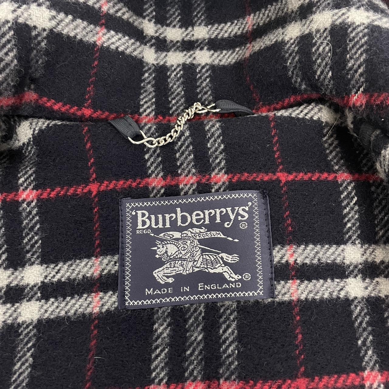 Vintage 90s Burberry Navy Blue Nova Check Lined Wool Duffle Coat