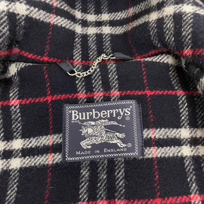Vintage 90s Burberry Navy Blue Nova Check Lined Wool Duffle Coat