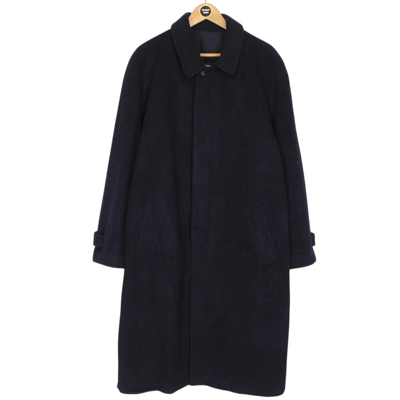 Vintage Burberry London Navy Blue Wool Coat