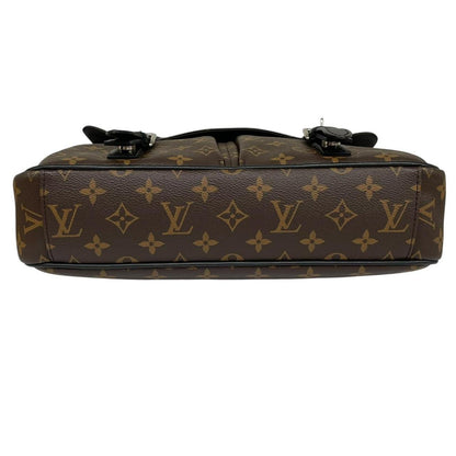 Louis Vuitton brown canvas messenger bag with monogram pattern and silver hardware.