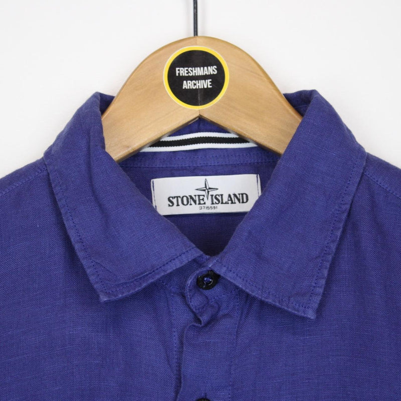 Stone Island SS 2013 Blue Long Sleeve Linen Shirt
