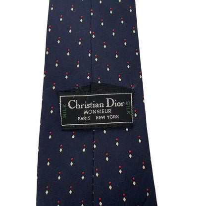 Vintage Christian Dior Navy Blue Silk Tie