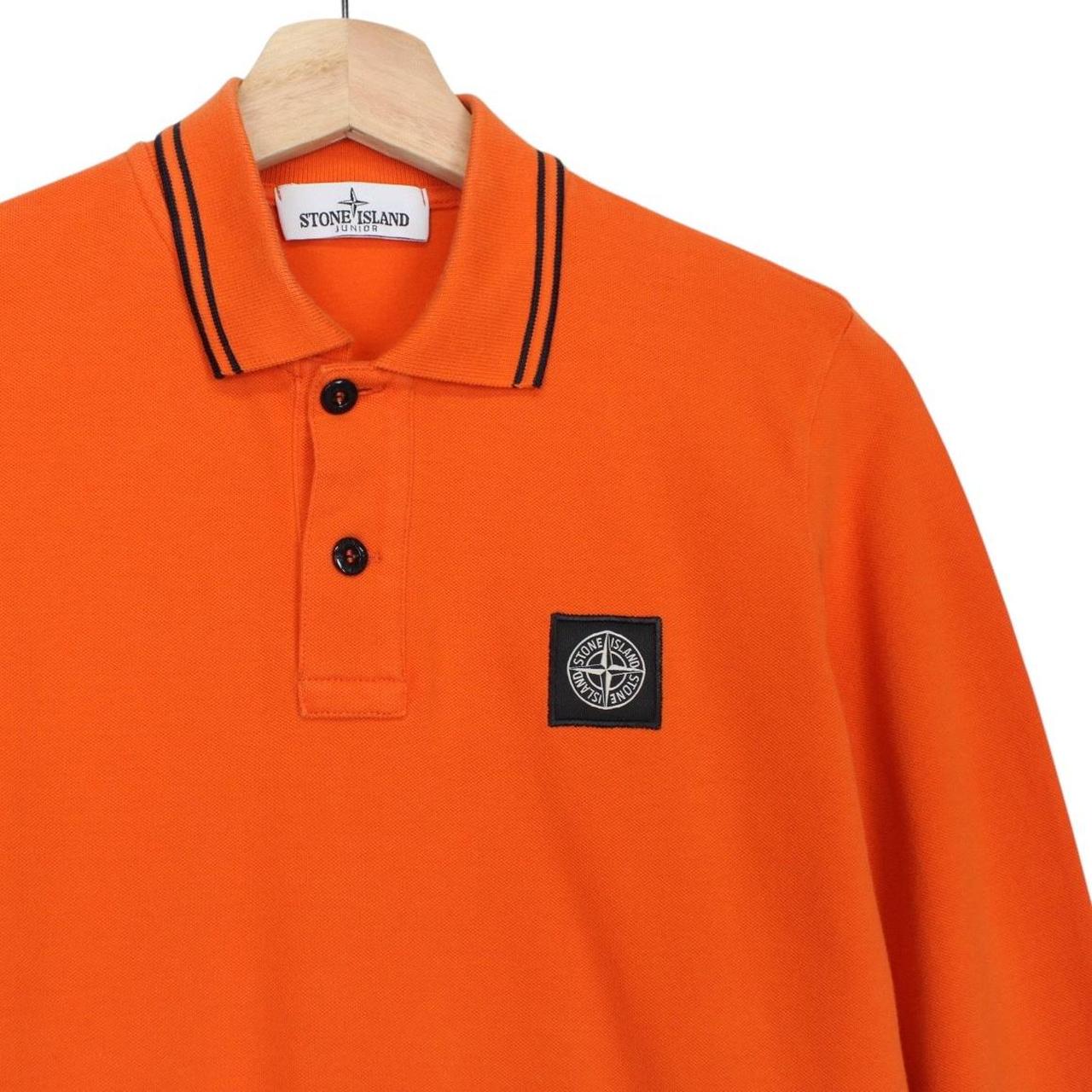Stone Island Junior AW 2019 Orange Long Sleeve Compass Cotton Polo Shirt