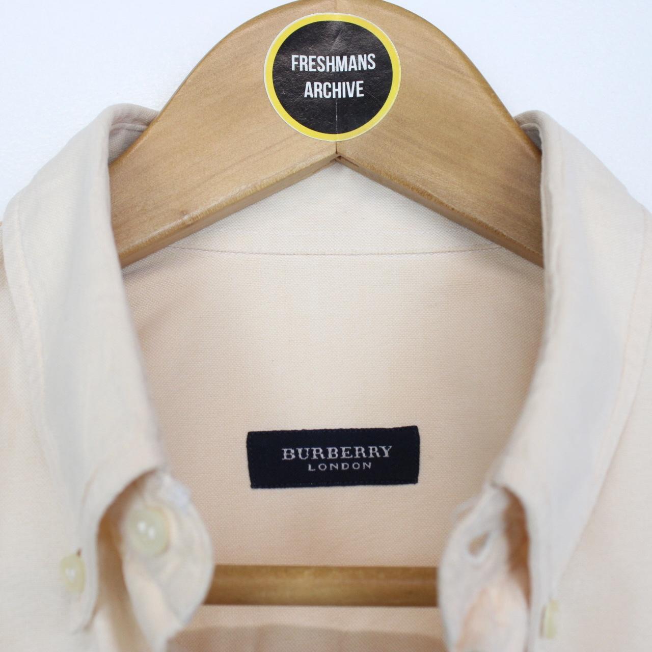 Vintage 00s Burberry London Peach Long Sleeve Cotton Shirt