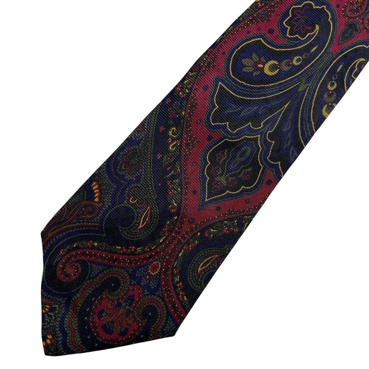 Polo Ralph Lauren multicoloured silk tie with paisley print design and logo detail.