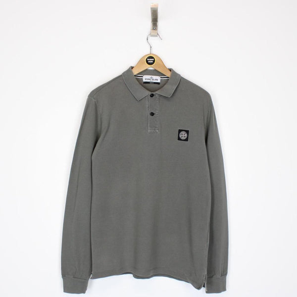 Stone Island Grey Long Sleeve Compass Polo Shirt