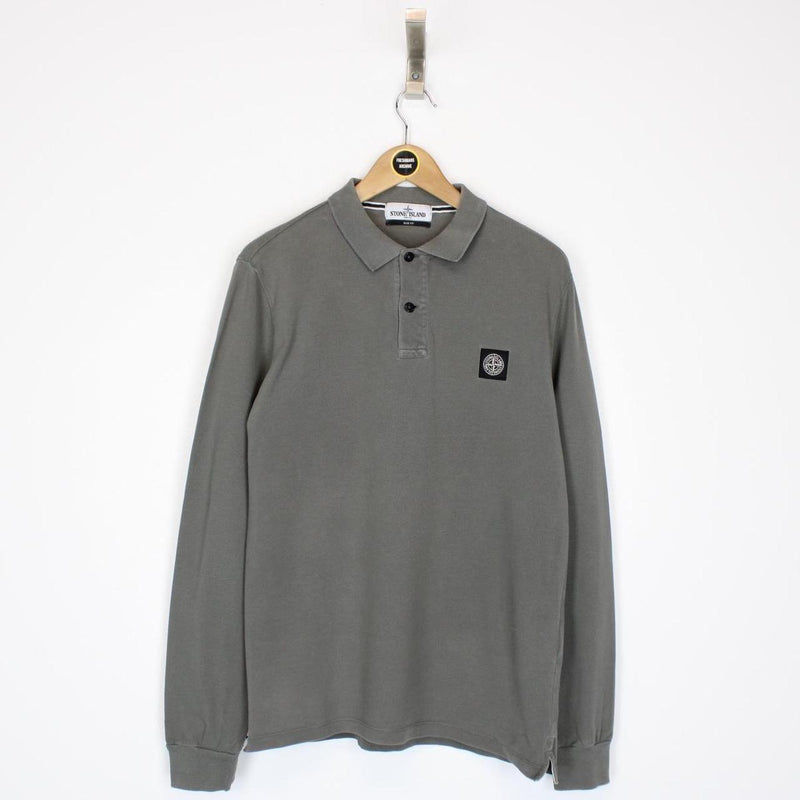 Stone Island Grey Long Sleeve Compass Polo Shirt